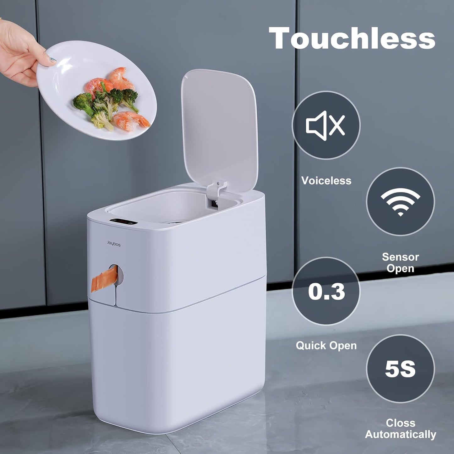 NommL™ Bathroom Garbage – Hands-Free Trash Solution