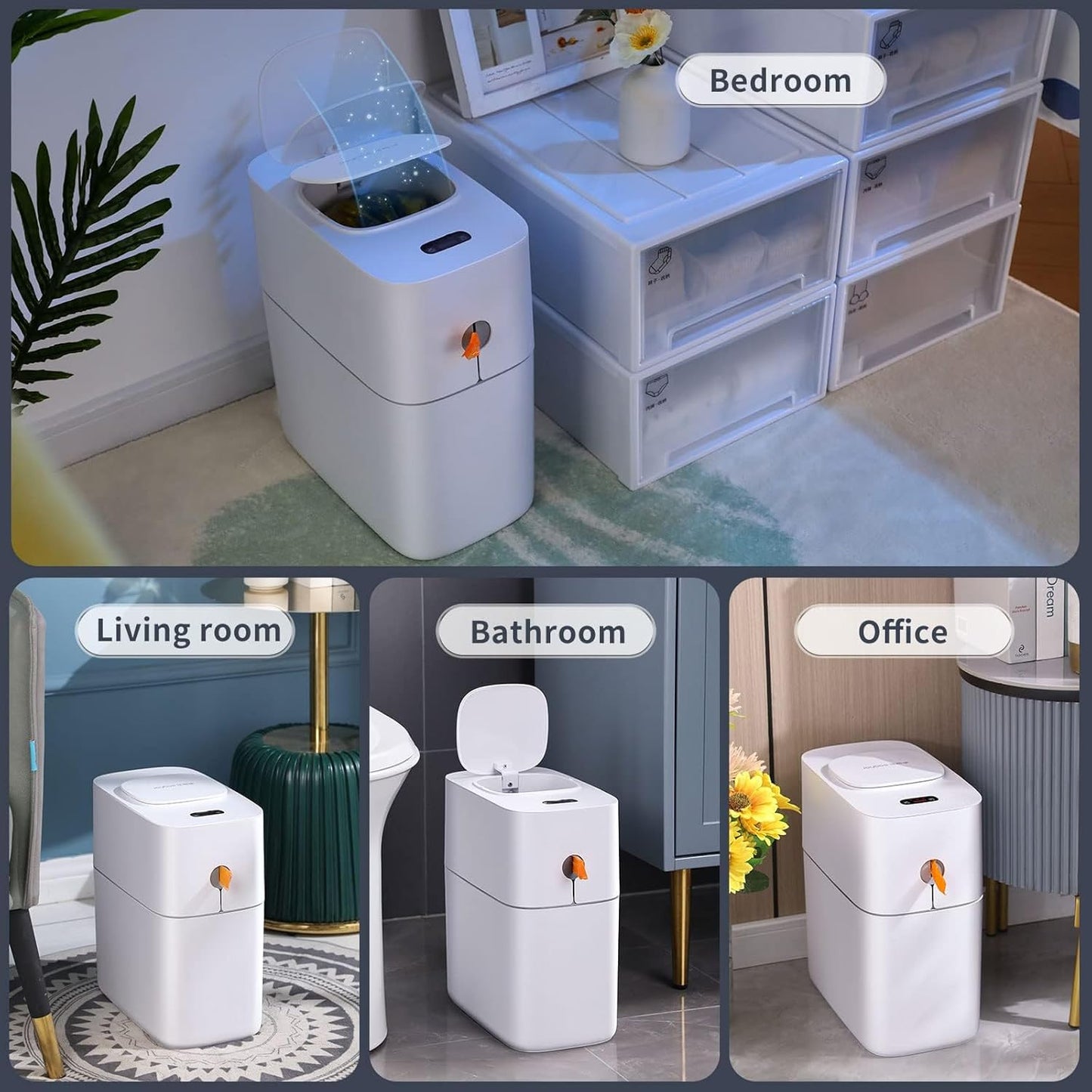 NommL™ Bathroom Garbage – Hands-Free Trash Solution